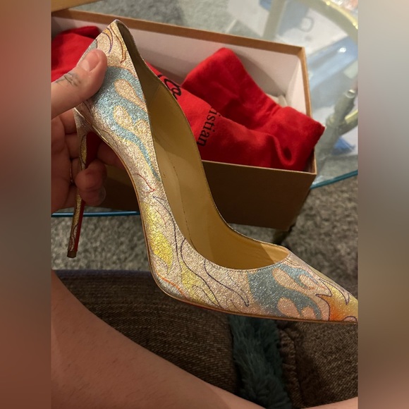 Christian Louboutin Pigalle Follies 100 Lurex Flame - Picture 1 of 5